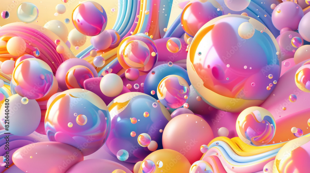 Poster a cluster of bubbles floating mid-air, reflecting light and gently moving with the breeze