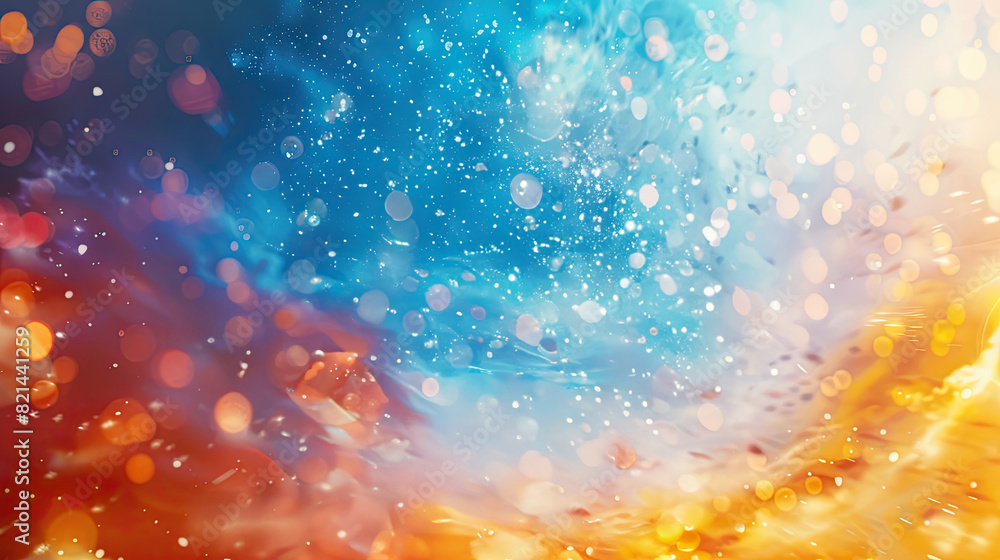 Wall mural abstract background with colorful bokeh and paint splashes creating a vibrant, festive atmosphere