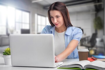Fototapeta premium proud woman accountant employee in office
