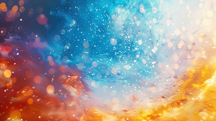 Abstract background with colorful bokeh and paint splashes creating a vibrant, festive atmosphere