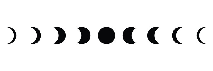 Set of moon phase simple icon. Mystic Celestial symbol collection. Vector Illustration.