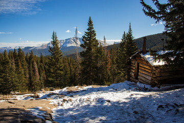 An old mining cabin in the Colorado Rockies in Summit County, Colorado