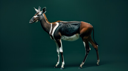 Small Antelope Standing on Green Background