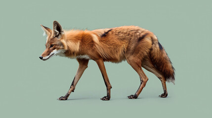 Red Fox Walking Across Green Surface