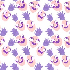 Cartoon summer print seamless pineapple pattern for wrapping paper and fabrics