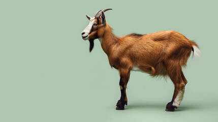 Brown Goat Standing on Green Floor
