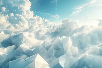 Surreal Polygonal Snow Landscape