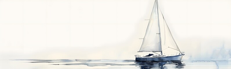 Fototapeta premium boat and sea watercolor illustration