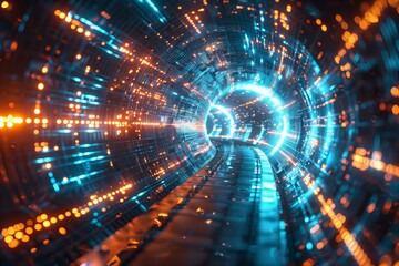 Fototapeta premium Futuristic Sci-Fi Light Tunnel