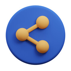 Share Icon 3D Illustration, User Interface Icon.