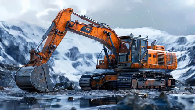 excavator on a construction site. Heavy machinery working on construction site