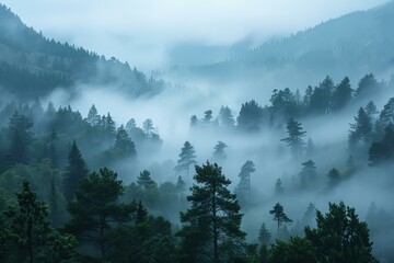 Misty Mountain Forest at Dawn