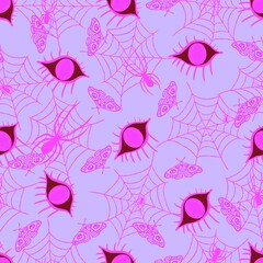 Cartoon Halloween monsters eyes seamless autumn pattern for wrapping paper