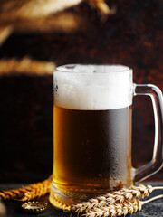 mug of light beer and wheat ears