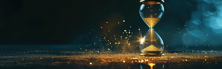 hourglass with shining light background