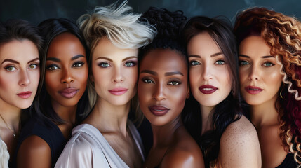 Obraz premium Vibrant web banner showcasing individuals from diverse ethnic backgrounds coming together in harmony, capturing a range of skin tones, clothing styles, and expressions to represent diversity. 