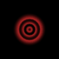 Vector illustration with sound waves and radar pulses on a black background