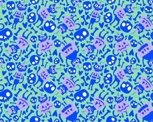 Halloween animals seamless cats and pumpkins pattern for wrapping paper
