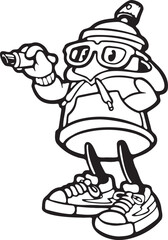 black and cartoon illustration of a person with art silhouette 