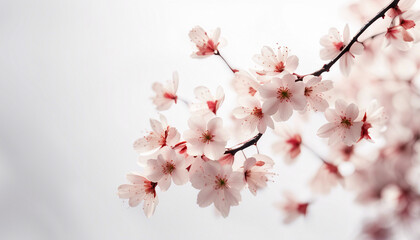 sakura leaves, isolated white background, copy space for text

