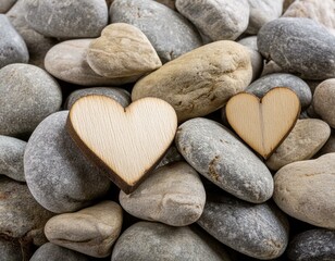 A pile of heart-shaped rocks with individual hearts resting atop one another - Powered by Adobe