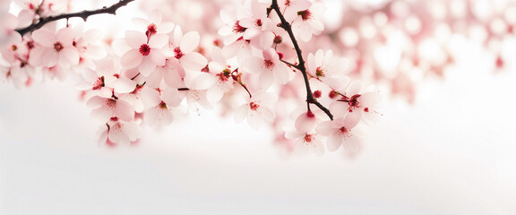 Obraz premium sakura leaves, isolated white background, copy space for text 