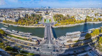 The Trocadero gardens at the foot of the Eiffel Tower