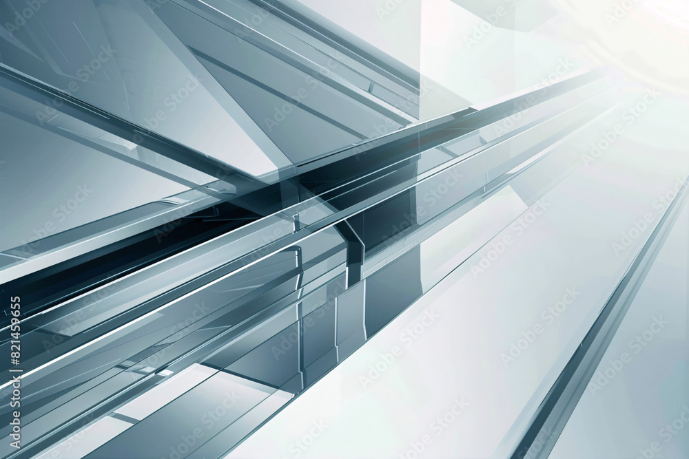 Poster geometric glass structures in a modern design with sharp angles and light reflections