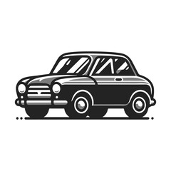 Black and white Car vector Illustration. Car silhouette SVG.