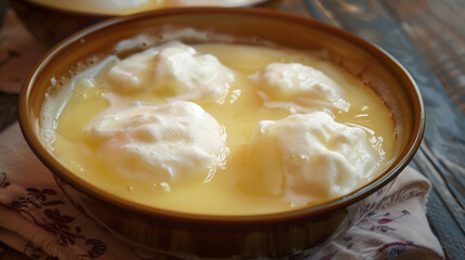 hungarian mad&aacute;rtej recipe photo like floating island vanilla custart an egg yolk based vanilla liquid some light boiled sweet egg white foam cloud floating inside traditional hungarian cousine