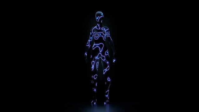 Humanoid 360 Neon Scanning Lasers 4K