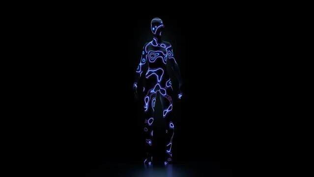 Humanoid 360 Neon Scanning Lasers 4K