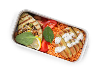 Healthy products high in vegetable fats isolated on white, top view