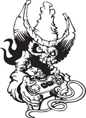 hand drawn illustration of an eagle playing game silhouette 