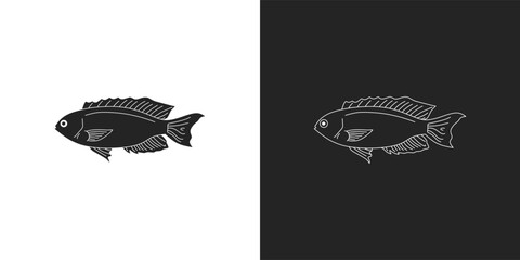 black and white coral fish vector illustration