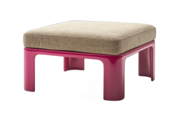 Stylish pink and beige modern ottoman isolated on white background