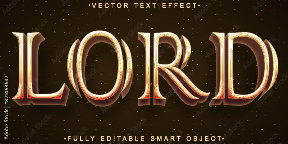 Poster shiny brown lord vector fully editable smart object text effect
