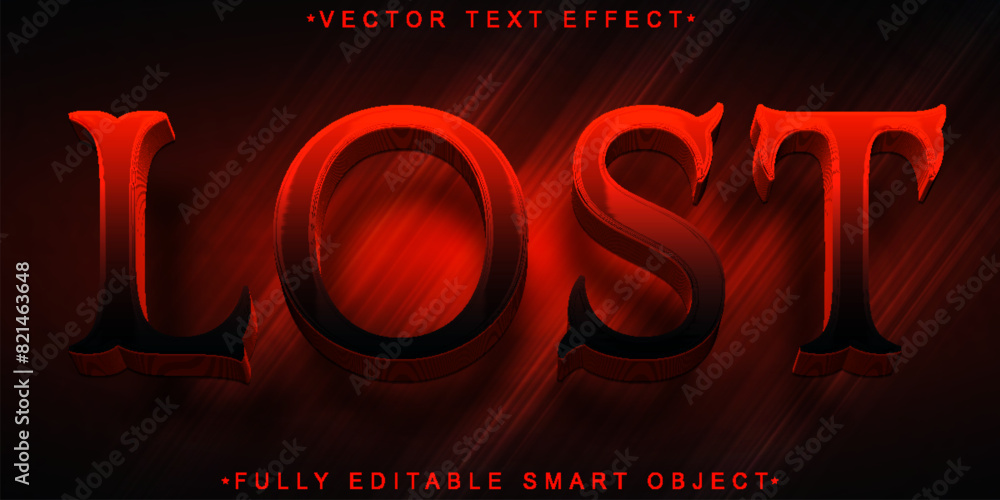 Poster Red Horror Lost Vector Fully Editable Smart Object Text Effect