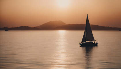 the silhouette of a sailboat in the bay at sunset
