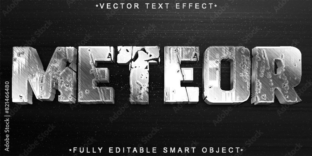 Poster Silver Worn Meteor Vector Fully Editable Smart Object Text Effect