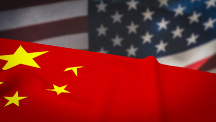 The Chinese and USA flag for Business concept 3d rendering.