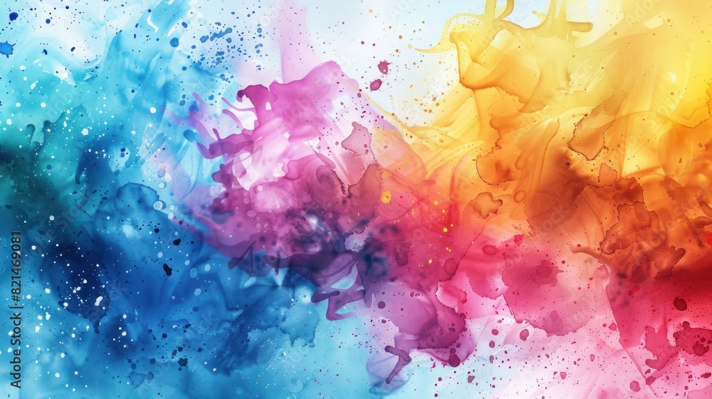 Wall mural watercolor background with colorful ink splash. watercolor background templates