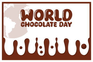 24	flat World Chocolate Day Celebration Poster Design illustration on July 7th	world chocolate day, round balls, cursive letters, heartshaped candy, chocolate festival, chocolate lovers, large bar, ar