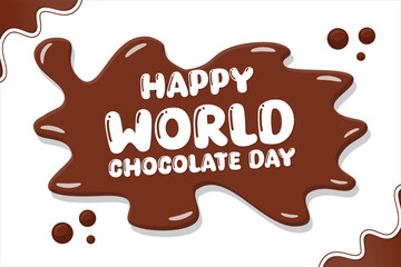 24	flat World Chocolate Day Celebration Poster Design illustration on July 7th	world chocolate day, round balls, cursive letters, heartshaped candy, chocolate festival, chocolate lovers, large bar, ar