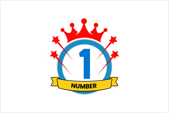 Flat number first one winner achievement champion award label logo template design illustration