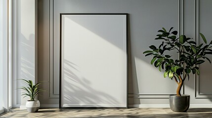 3D Render: Home Office Wall Poster Mockup, ISO A Paper Size