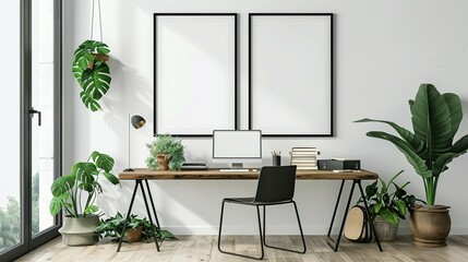 Home Office Wall Poster Mockup: ISO A Paper Size Frame