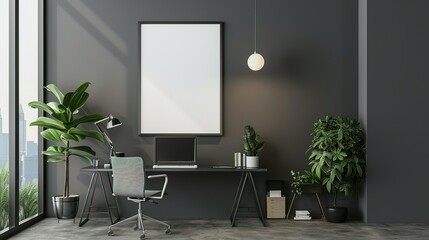 ISO A Paper Size Frame Mockup: Home Office Wall Poster