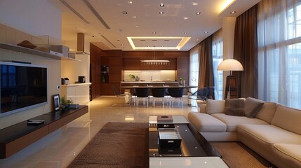 Modern simplest yet elegant living room interior composition 