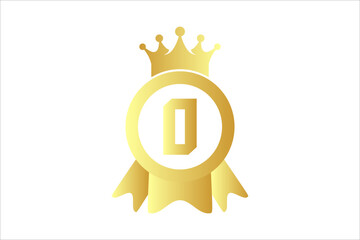 Flat number zero rank winner achievement champion award label logo template design illustration